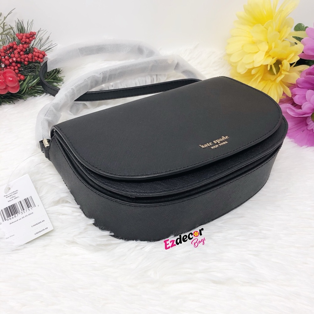 Kate Spade Reiley Flap Leather Crossbody Bag Black - Picture 6 of 8